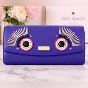 KATE SPADE "Monster" Face Liana in Vibrant Purple Long Wallet (RARE)